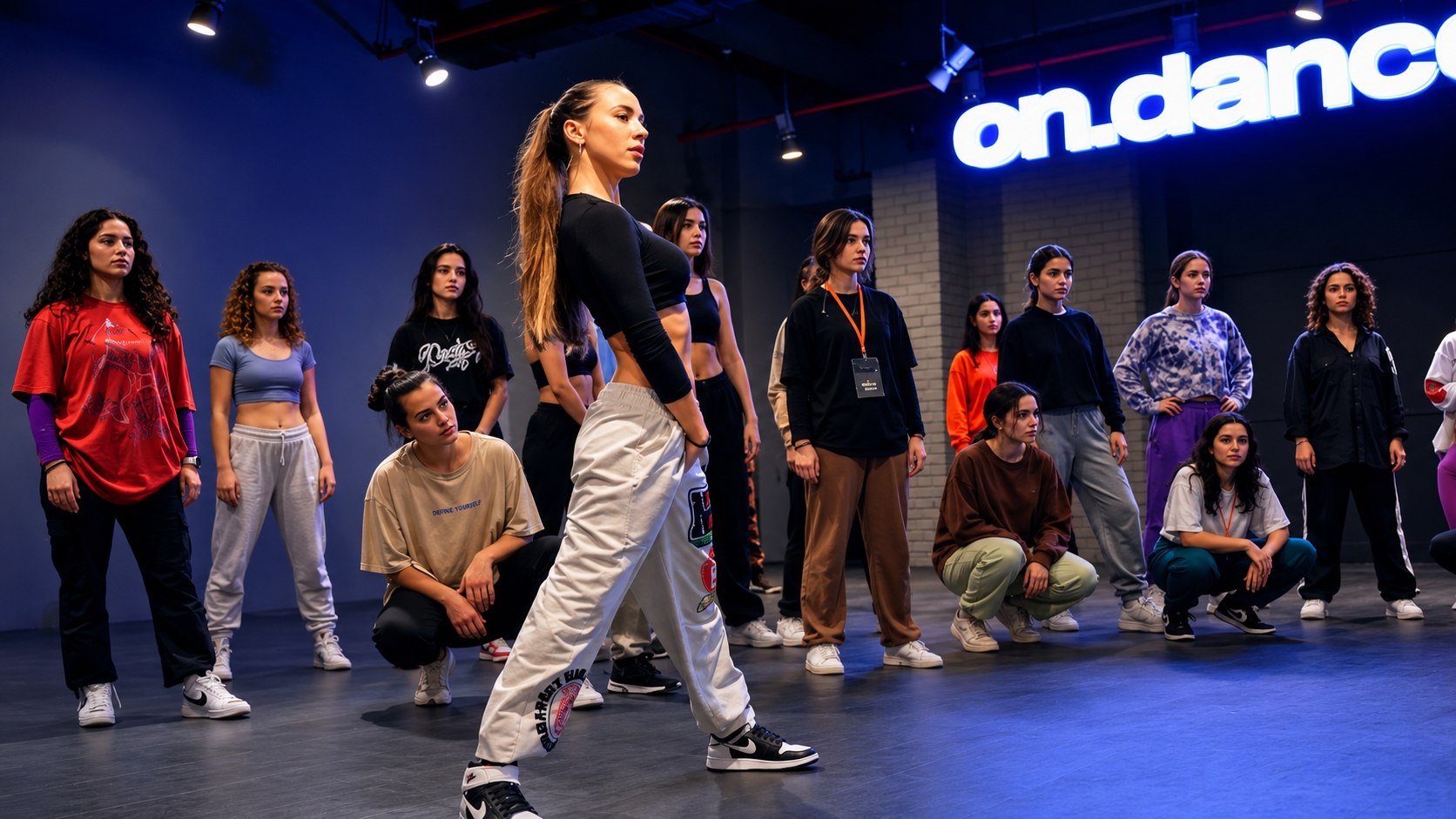 Women dancing together in studio